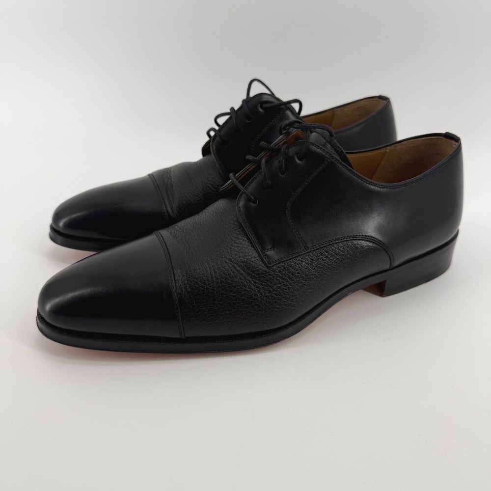 Magnanni Daniel Cap Toe Derby Black Leather Dress Shoes 13316 Mens 10.5 M Spain